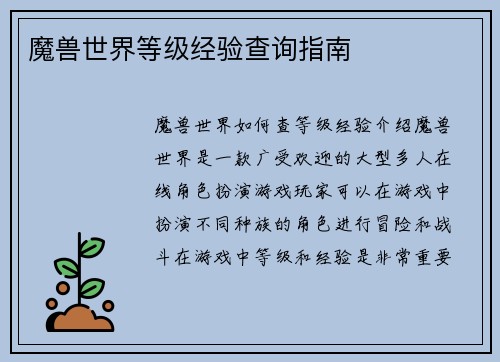 魔兽世界等级经验查询指南